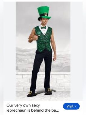 #3025**Irish Leprechaun Vest & Bow Tie Set/Green Clover Pattern